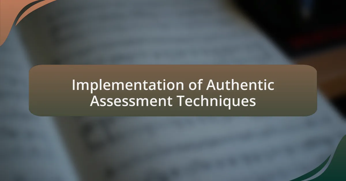 Implementation of Authentic Assessment Techniques